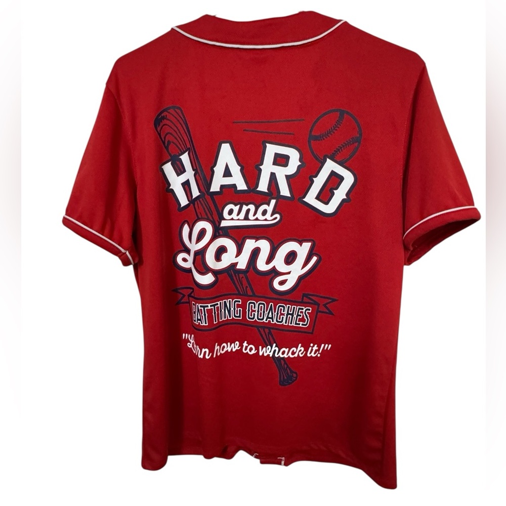 Spirit Halloween Red Hard & Long Whack It Funny Baseball Jersey Unisex Adult M